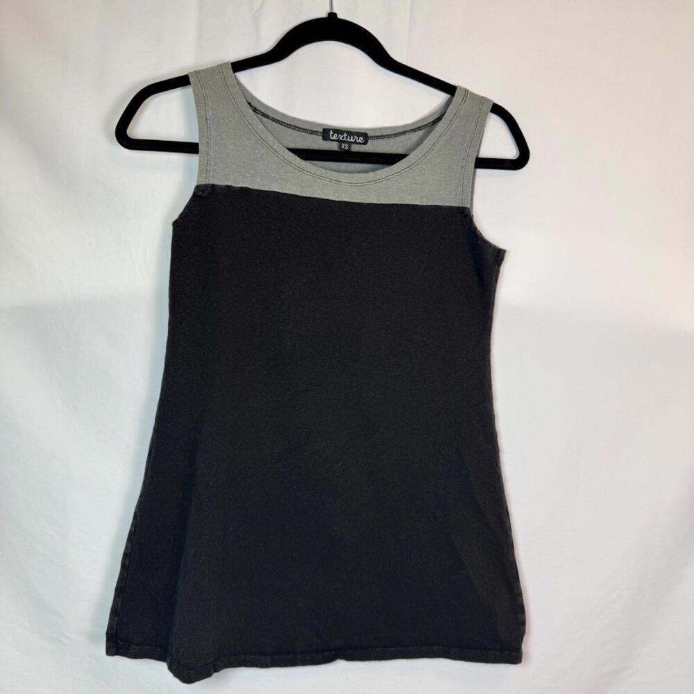 Texture Clothing Size XS Black &‎ Gray Sleeveless Tank Top USA Made Hemp Organic